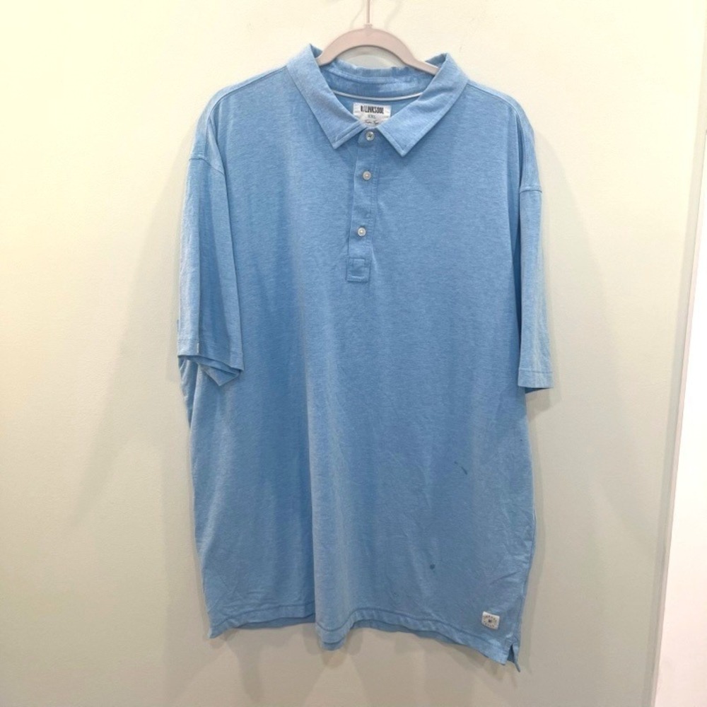 Linksoul Mens Heathered Blue Golf Polo Shirt XXL 2X Cotton Blend Activewear EUC